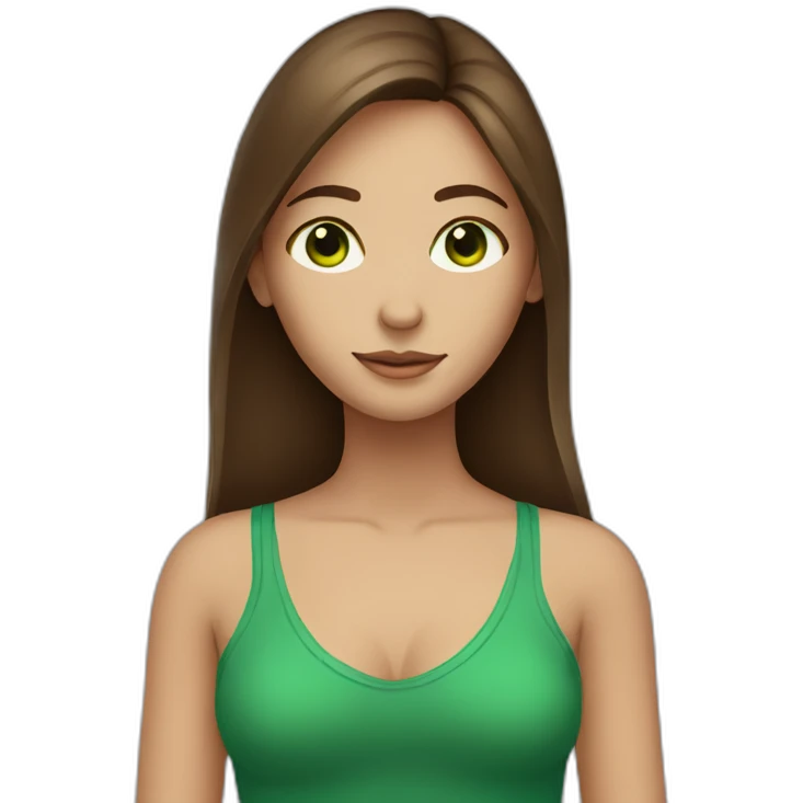 long straight brown hair girl with green eyes and freckles from head to chest emoji