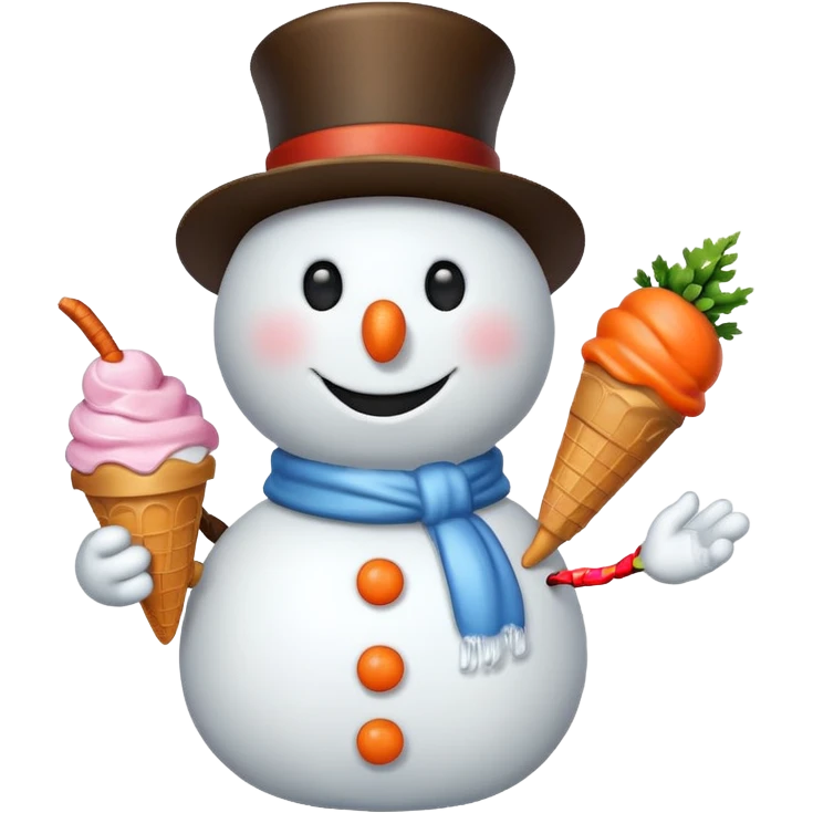snowmen holding ice cream single snowmen emoji