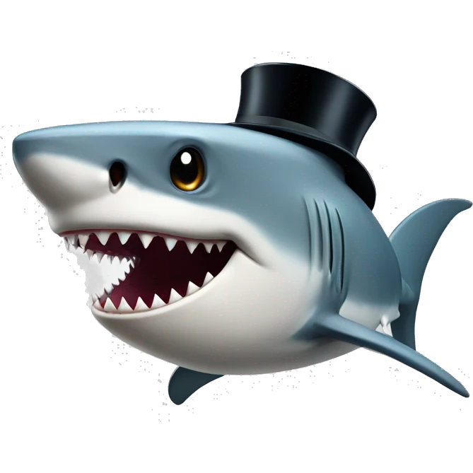 Shark with a top hat emoji