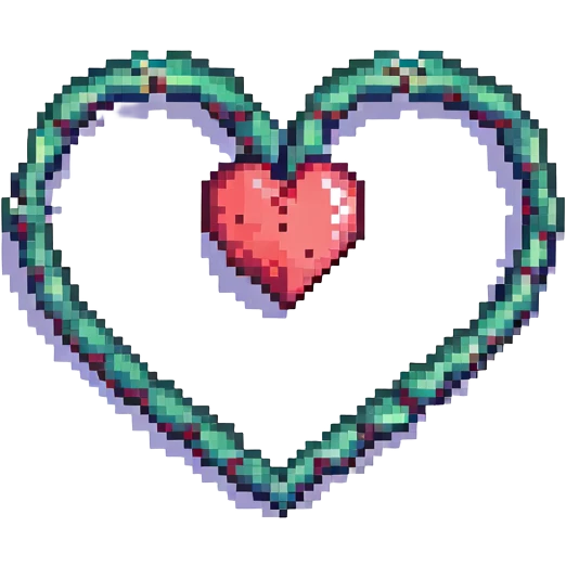 two hearts intertwined pixel art love icon emoji