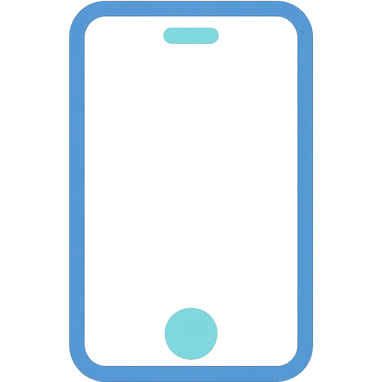 Smartphone icon, flat emoji style, outline with blue and turquoise colors, white background emoji