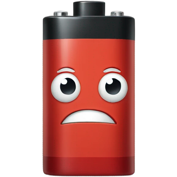 Sad red battery emoji