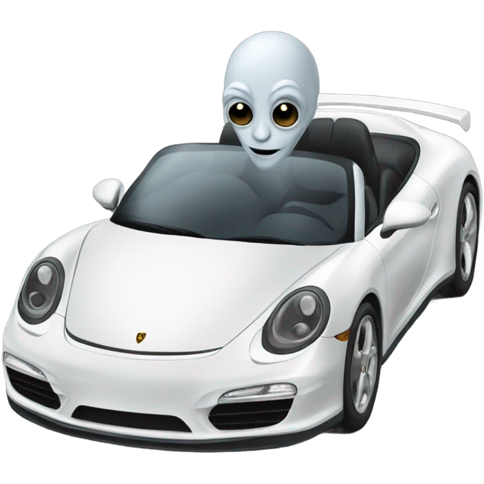 Gray alien in a white Porsche  emoji