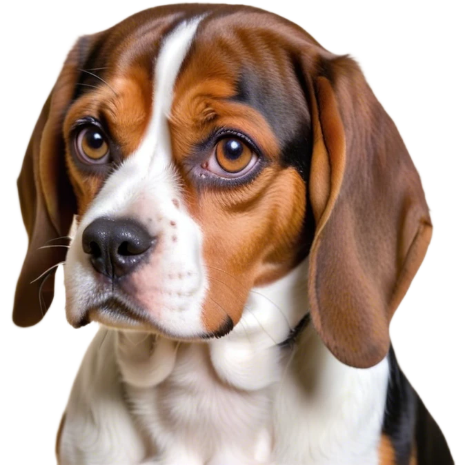 Cinematic Meme-Worthy Grumpy Tri-Color Beagle Portrait Emoji, Head held high but eyes filled with dramatic disappointment, showcasing a smooth tri-color coat of white, brown, and black, deeply furrowed brow forming an unmistakable scowl, floppy ears slightly angled back in disapproval, piercing hazel eyes glaring with pure exasperation, Simplified yet hilariously over-exaggerated features, highly detailed, glowing with an aura of supreme annoyance, high shine, exhausted yet judgmental, stylized with an almost regal pettiness, bright but brooding, soft glowing outline, capturing the essence of a companion that has seen it all and is thoroughly unimpressed, so meme-worthy it feels like it could instantly become the next viral sensation of grumpiness! emoji