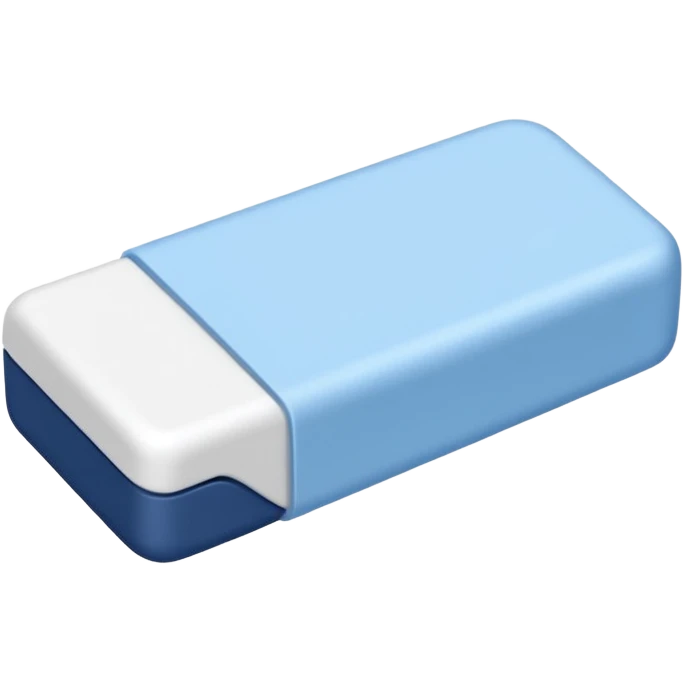 A single white eraser with dark blue and light blue wrap emoji