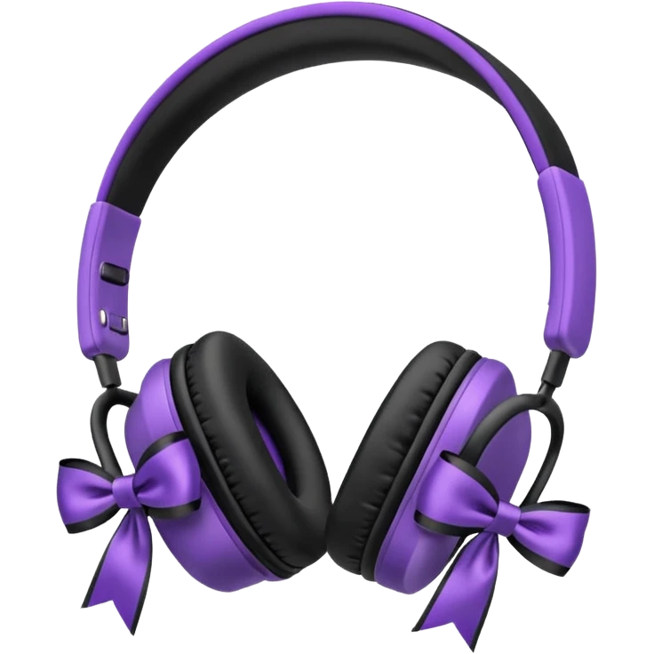 apple air max headphoness with bow on the right side black and purple  emoji