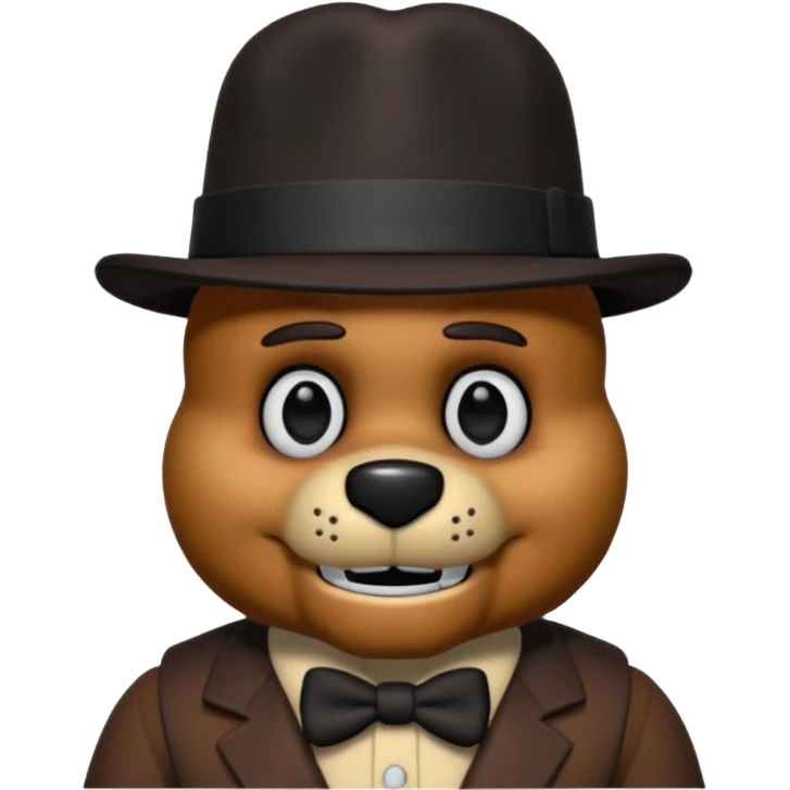 Freddy Fazbear with black and tiny hat from Five Nights At Freddy's Movie emoji
