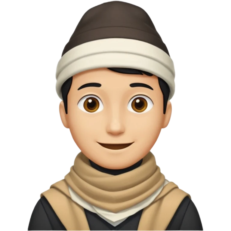 A guy with a triangle body with no arms and legs then his head is a perfect circle and his head is also black then give him a hat that doesn’t go behind his head, and last but not least give him a white scarf, NO BLACK THE COLOR FOR HIS HEAD emoji