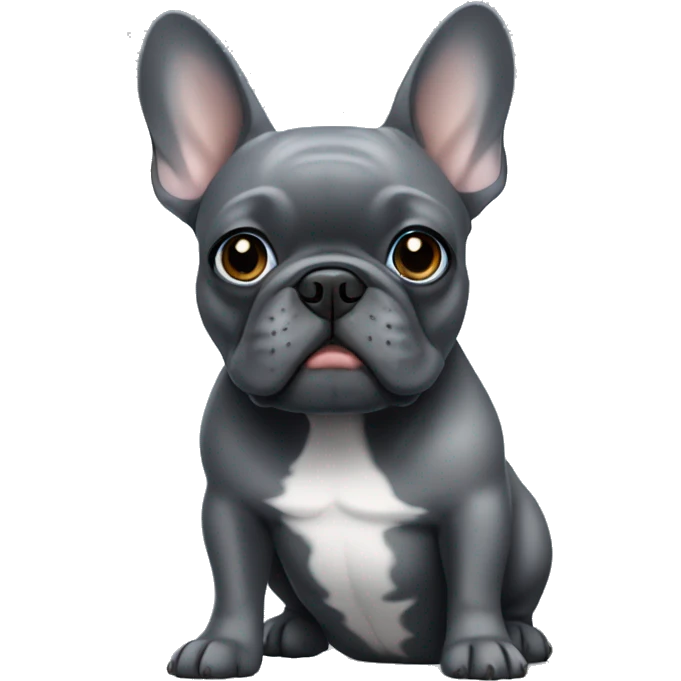 dark grey french  bulldog with blue/grey eyes emoji