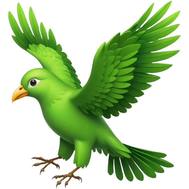 Green Bird flying with big wings made of leaves and branches  emoji
