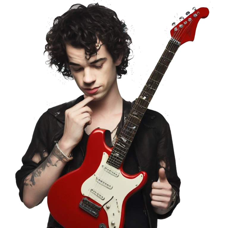 Matty healy playing a red guitar emoji