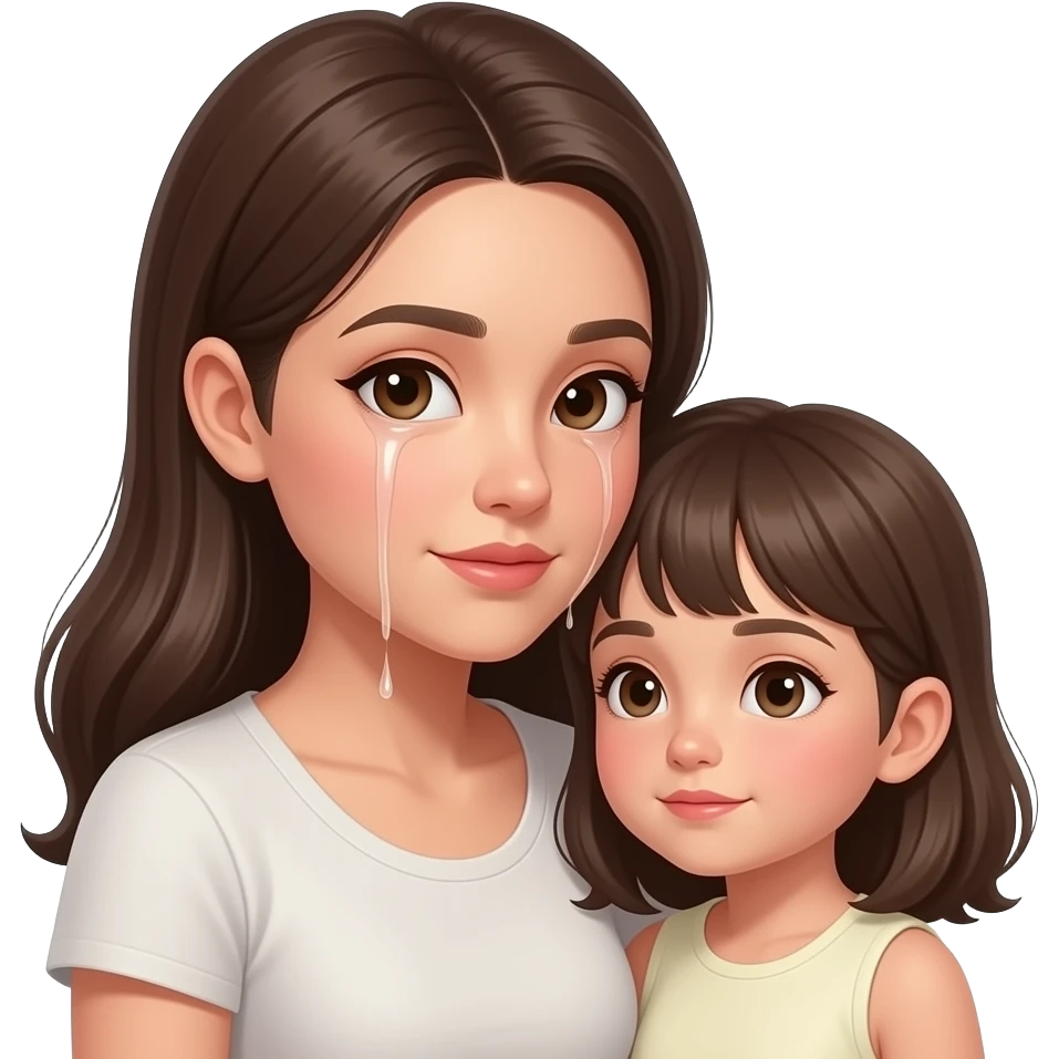 MOther and daughter, cum dripping from mothers face emoji