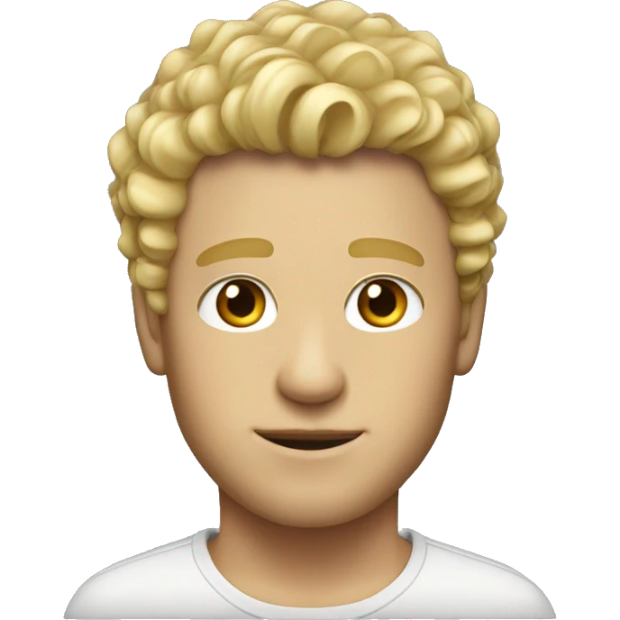 blonde adult guy with taper cut, curly front emoji