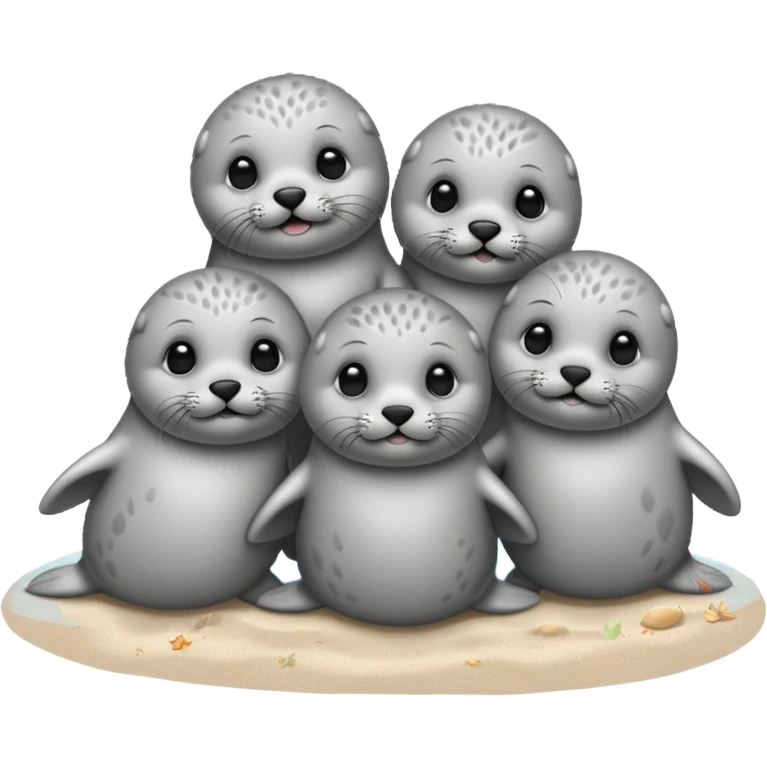 3 bébés phoques à la plage emoji