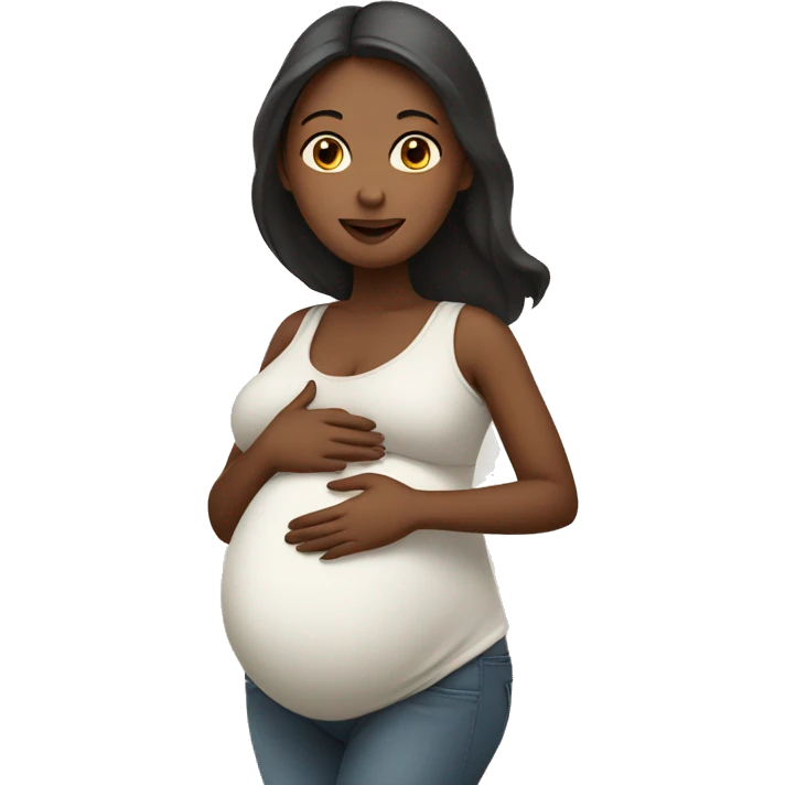 pregnant woman showing a heart emoji