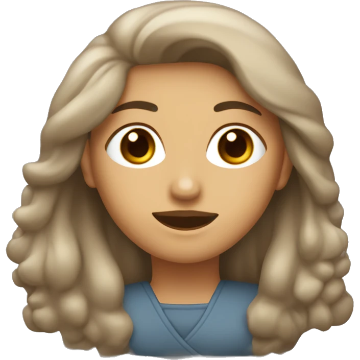 Mujer blanca con ojos marrones pelo castaño y largo emoji