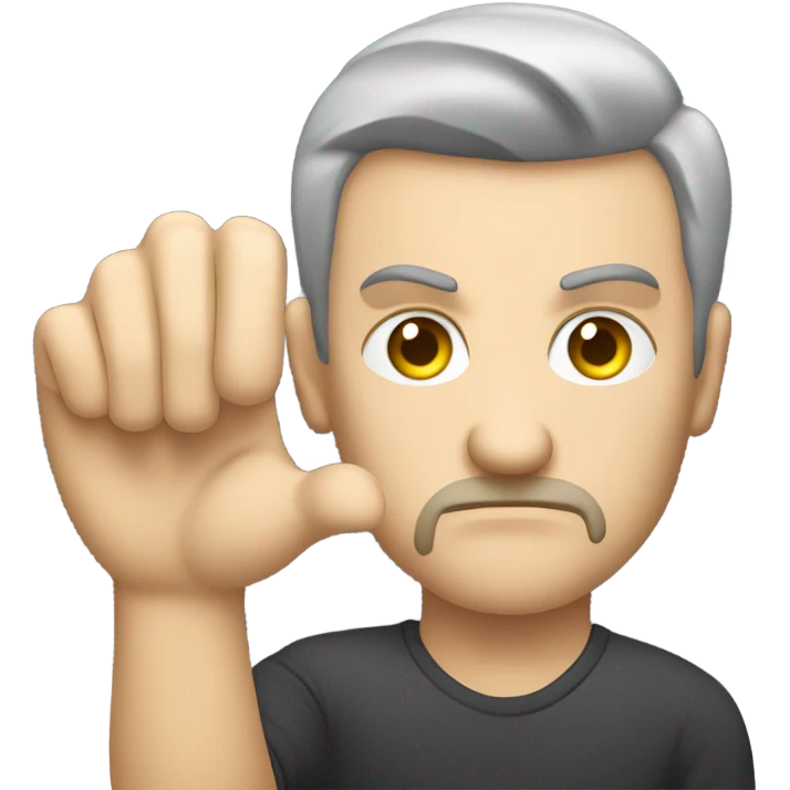 Caucasian Man sticking out his hand with money and a scowl emoji