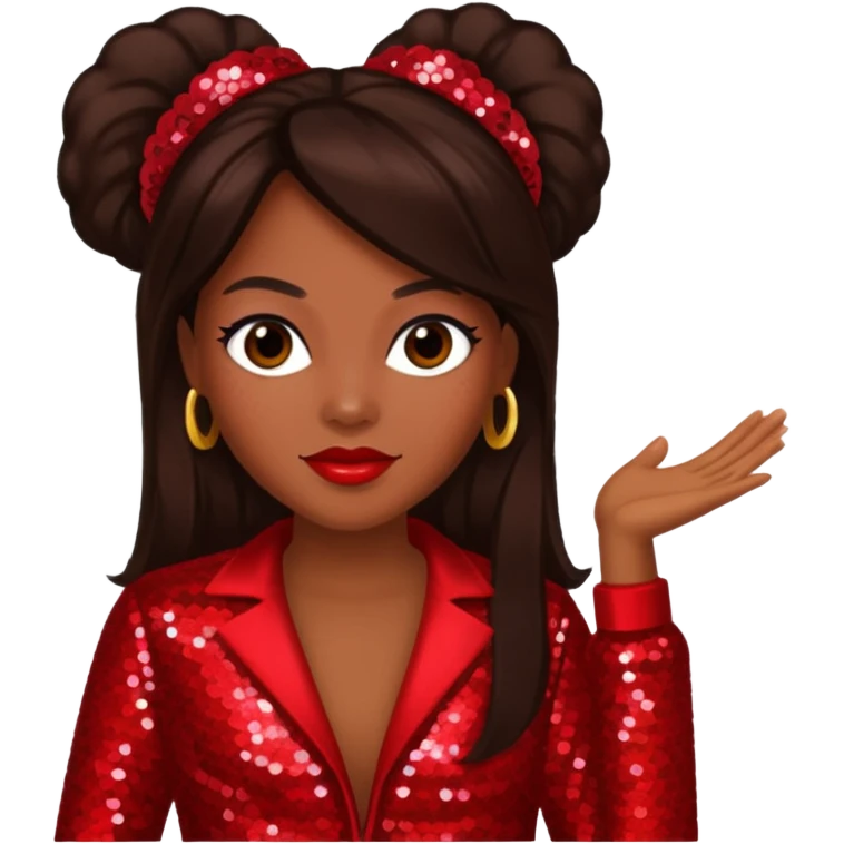 LaTocha Scott from Xscape with long dark brown hair, red sequin outfit emoji