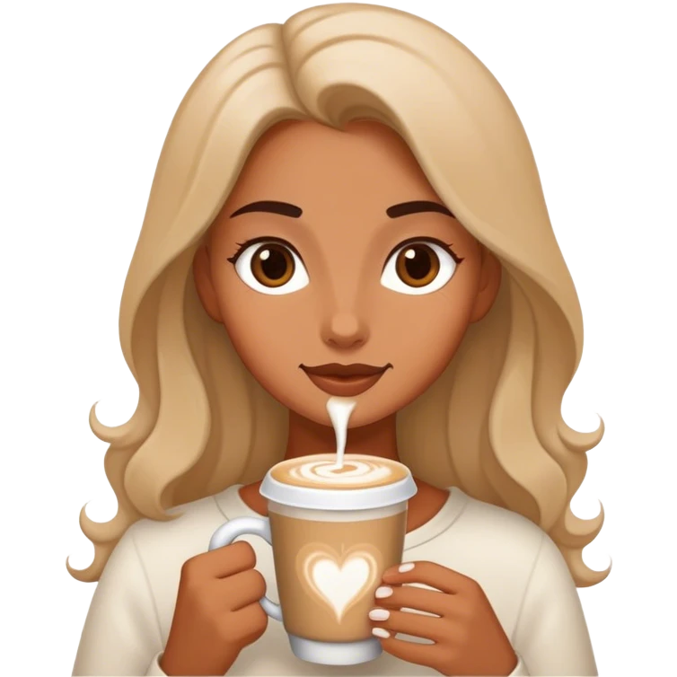 A girl enjoying her latte emoji