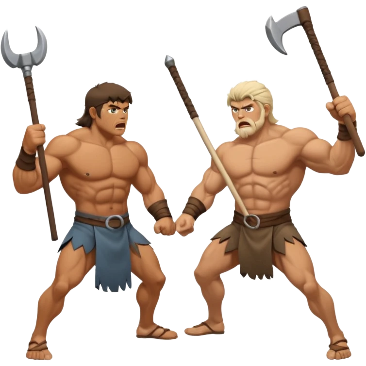 fight between two stone age  man  emoji