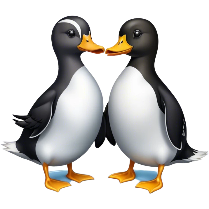 Duck and penguin on ice emoji