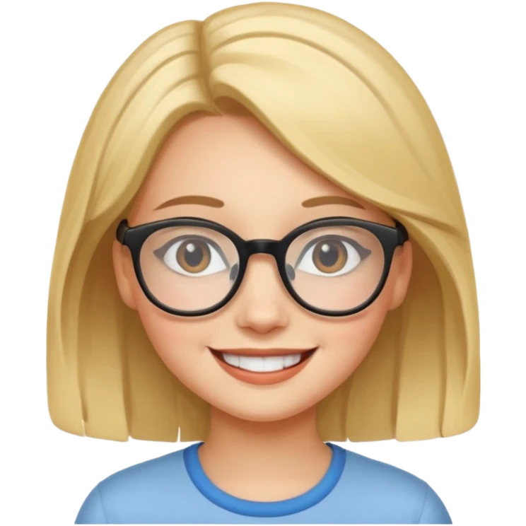 smiling girl with glasses wow emoji