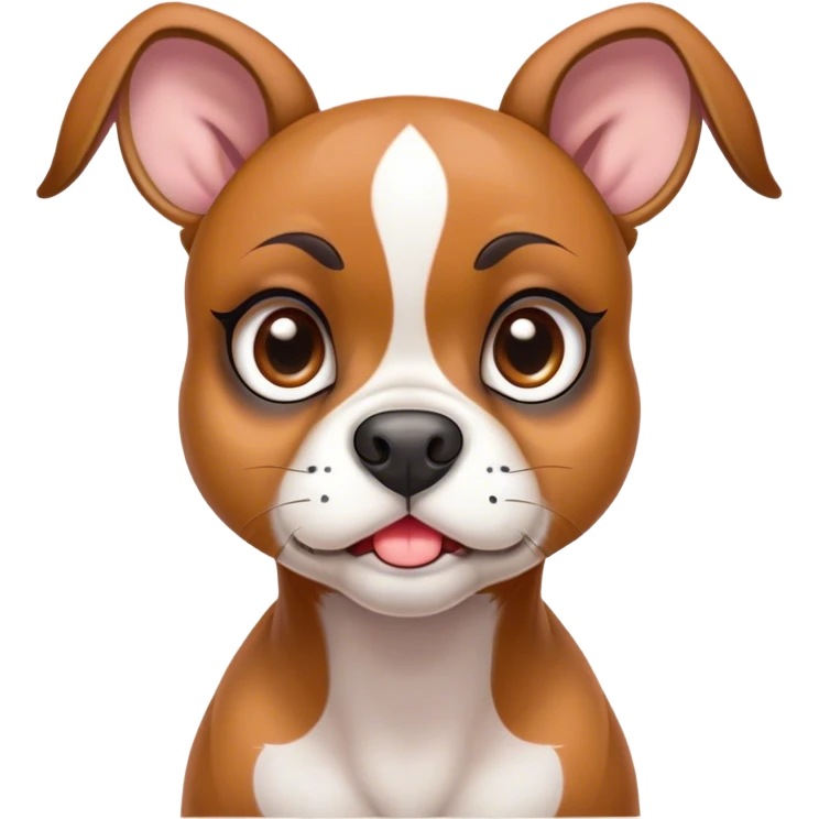 Cinematic Comical Fawn Boxer Portrait Emoji, Head tilted dramatically with an exaggeratedly shocked or offended expression, featuring a sleek fawn coat with a distinctive white muzzle, wide, expressive brown eyes filled with exaggerated disbelief, Simplified yet hilariously expressive features, highly detailed, glowing with a slightly sassy glow, high shine, dramatic yet playful, stylized with an air of attitude, bright and endearing, soft glowing outline, capturing the essence of a sassy and over-the-top guardian, so meme-worthy it feels like it could side-eye its way into internet fame instantly! emoji