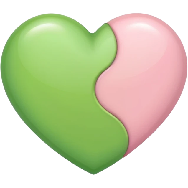A half light green half light pink heart emoji