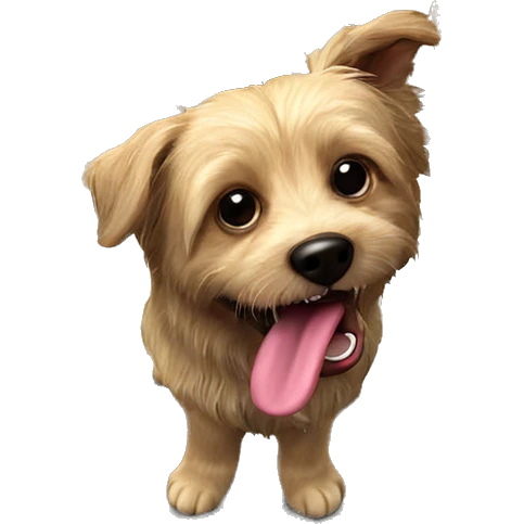 dog with tongue out on chair emoji