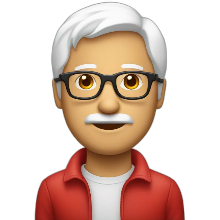 Cara Hombre blanco pelo canoso ,gafas rojas emoji