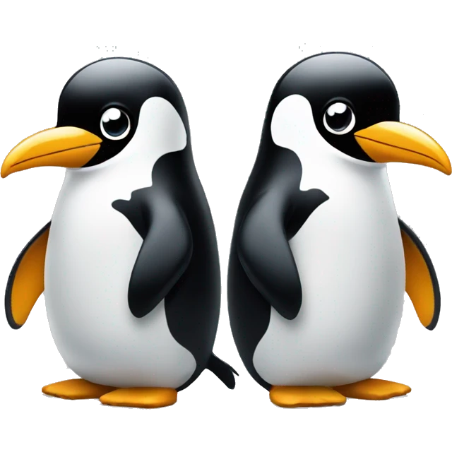 2 happy penguins doing code pair programming emoji