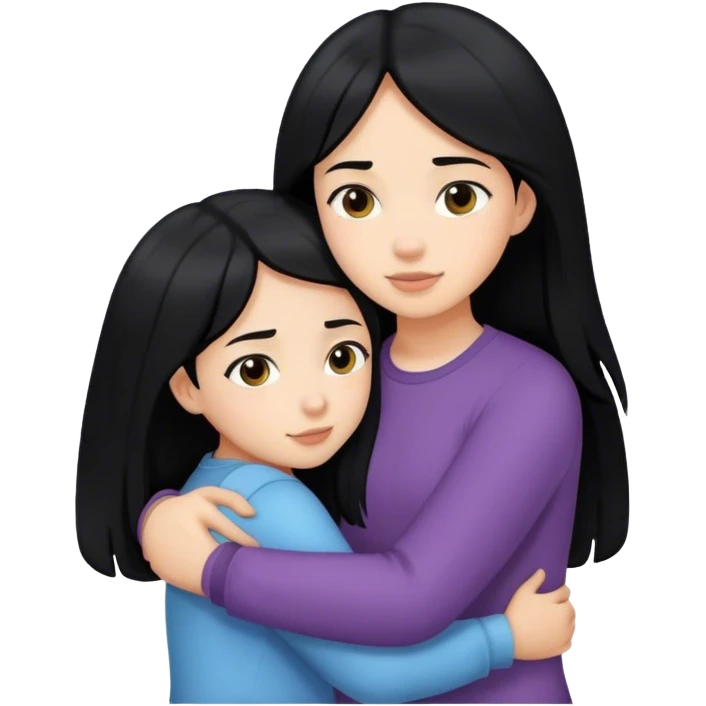 sister-hugging with black hair emoji