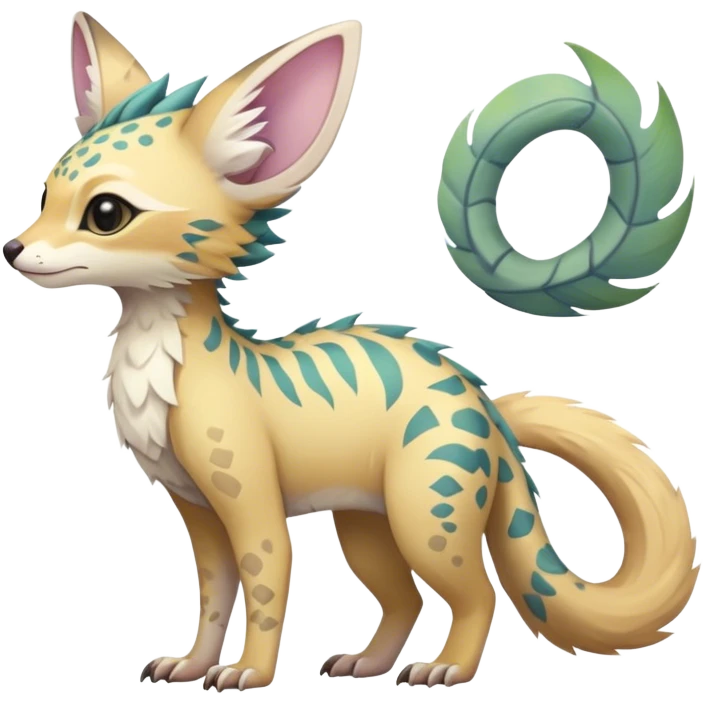 Feral Rare Fantasy pastel tropical Vernid-Trico-species by LiLaiRa, random markings, tufted tail, tufted ears, full body emoji