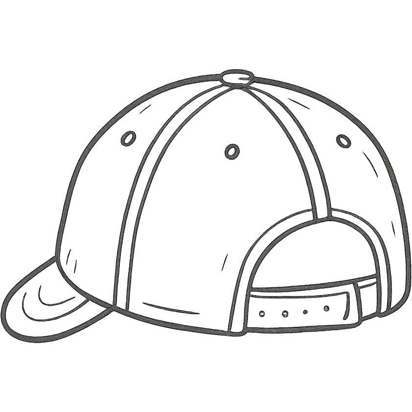 hand drawn outlined cap with the back visible emoji