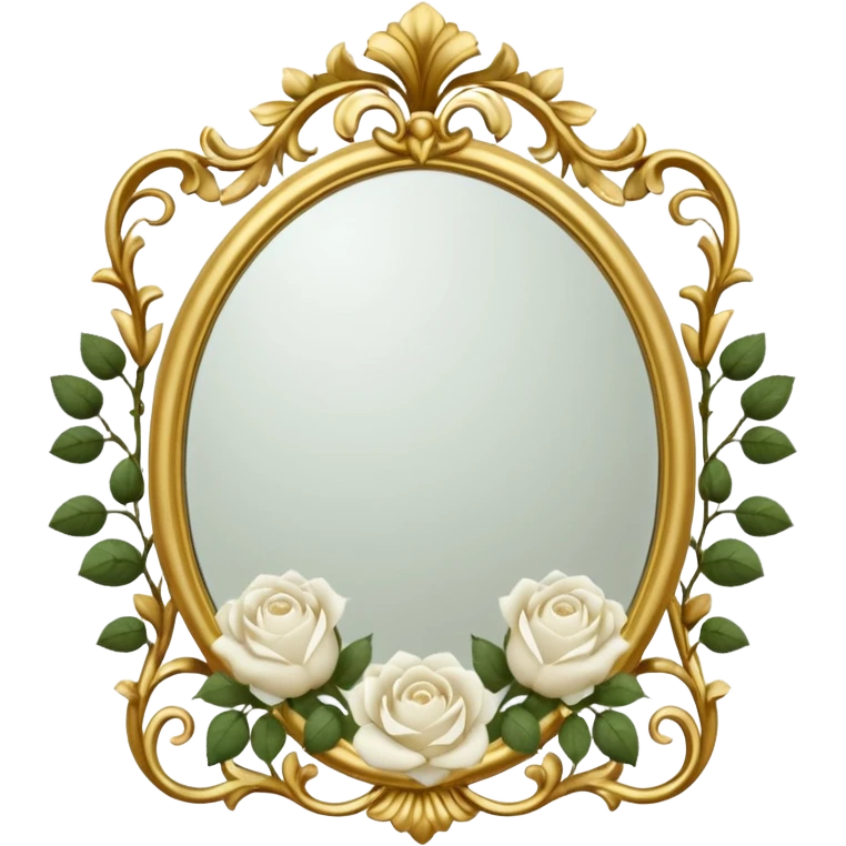 light academia mirror and white roses emoji