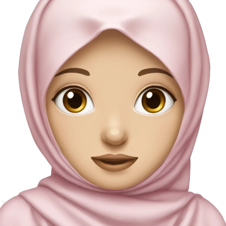White girl wearing hijab and soft pink bow emoji