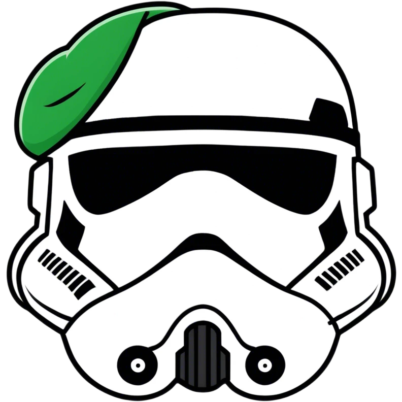 Stormtrooper helmet wearing green barete emoji