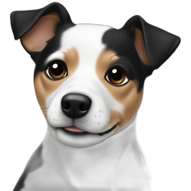 Chiwawa Jack russell mix black body and a little white emoji