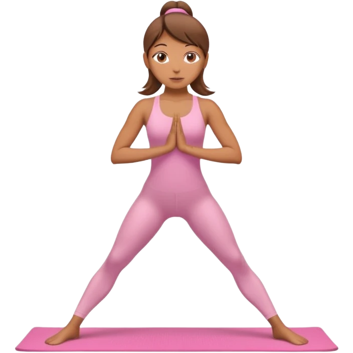 girl standing in a yoga pose in a pink bodysuit emoji