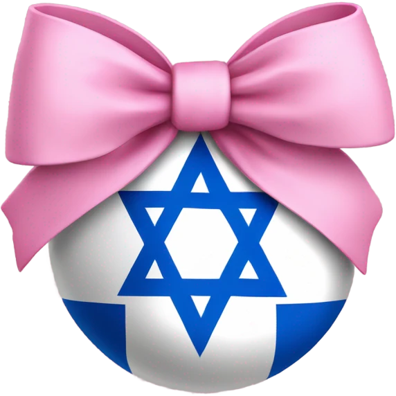 The Israeli flag with a pink bow on it emoji