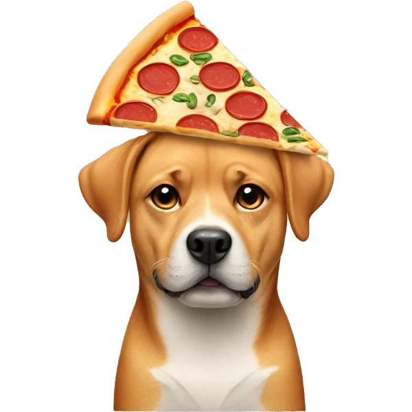 Dog wearing a pizza  emoji