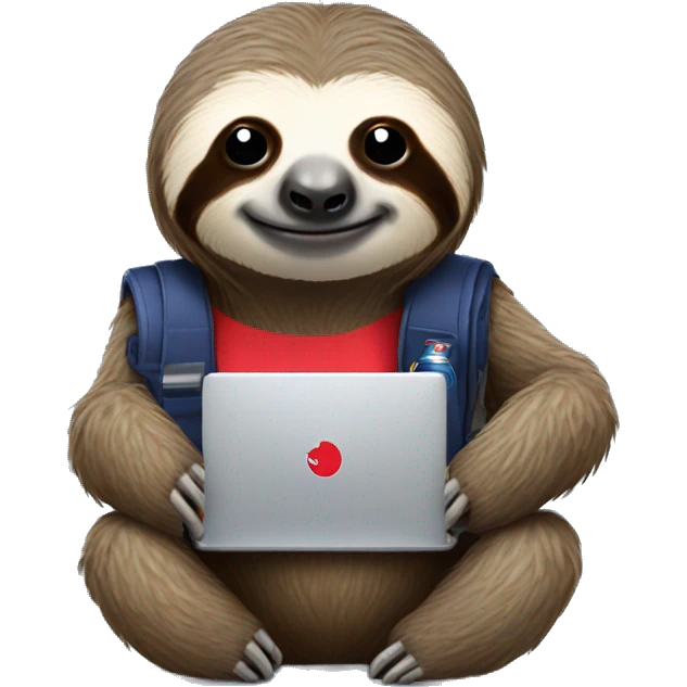 sloth with RedBull can and laptop emoji