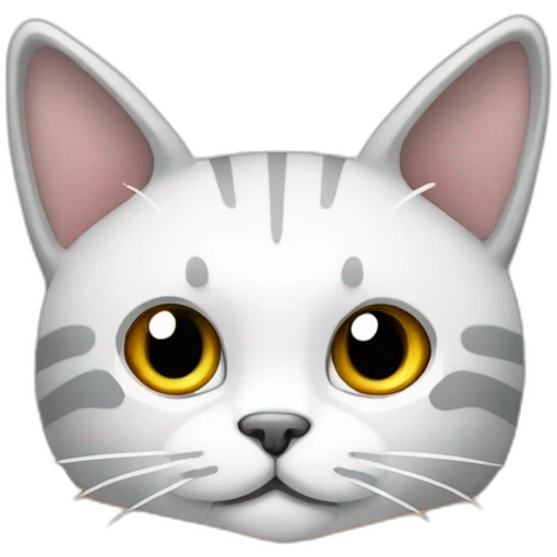 Gato blanco y gris con orejas puntiagudas asomando cabeza desde caja de carton emoji