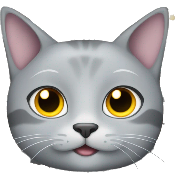 Grey cat without stripes with popcorn emoji