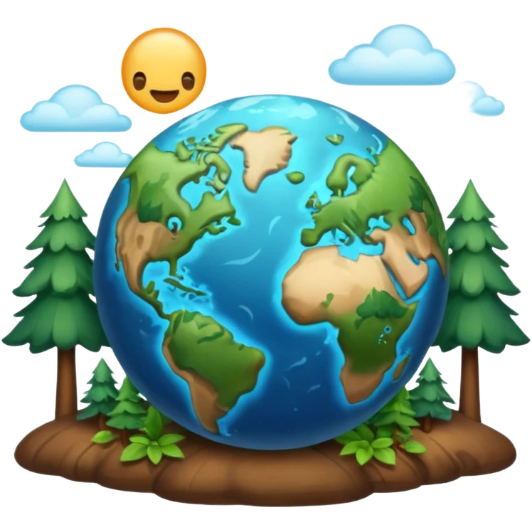 Generate a realistic emoji-style icon of the Earth with forests, oceans, and clean skies — bright lighting and soft shadows emoji
