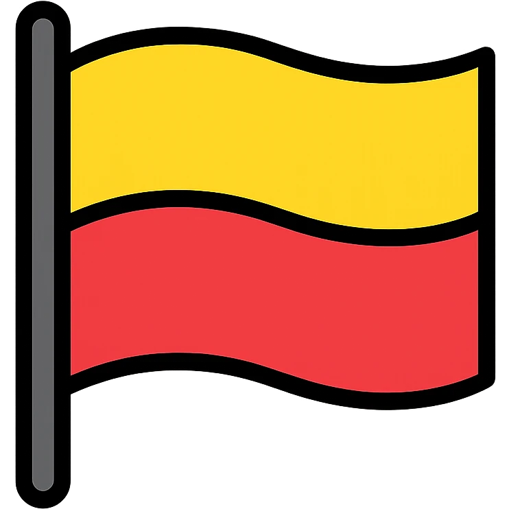 flag divided horizontally, top half yellow, bottom half red, bold colors emoji