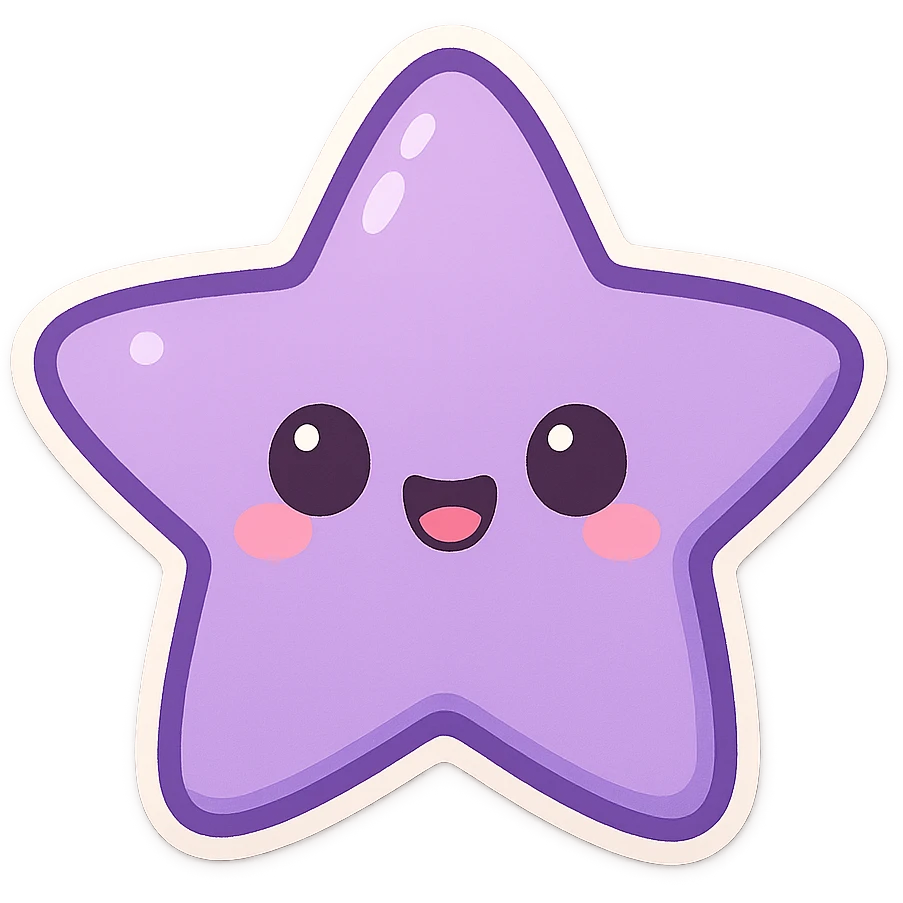 purple star, bright and happy emoji