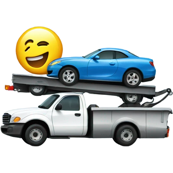 Car on tow truck emoji