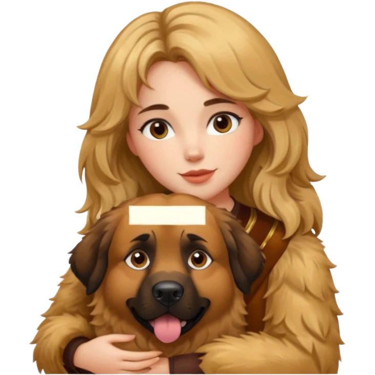 Ludovica che abbraccia il suo cane leone emoji