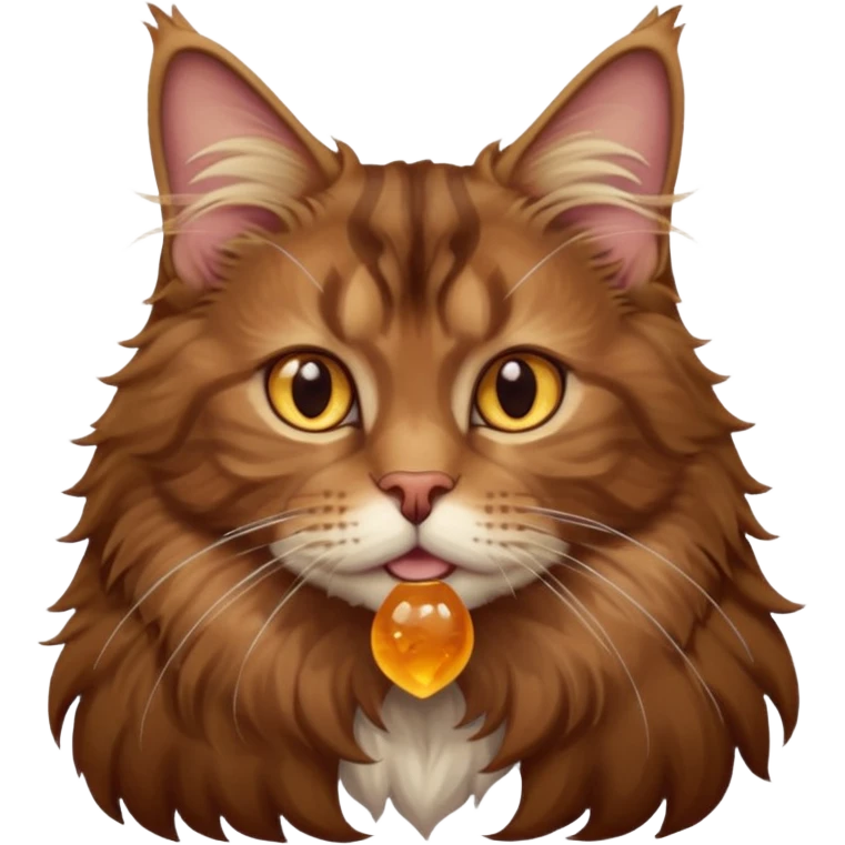 A high-resolution photo-realistic digital illustration of a brown maine coon cat, chest upward emoji